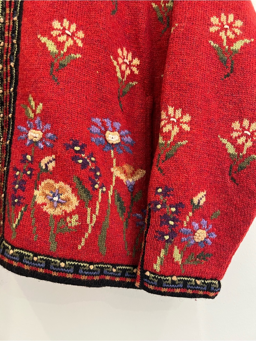 Vintage Icelandic Sweater Womens Large Wool Full Zip Embroidered Cardigan Nordic - Picture 4 of 15